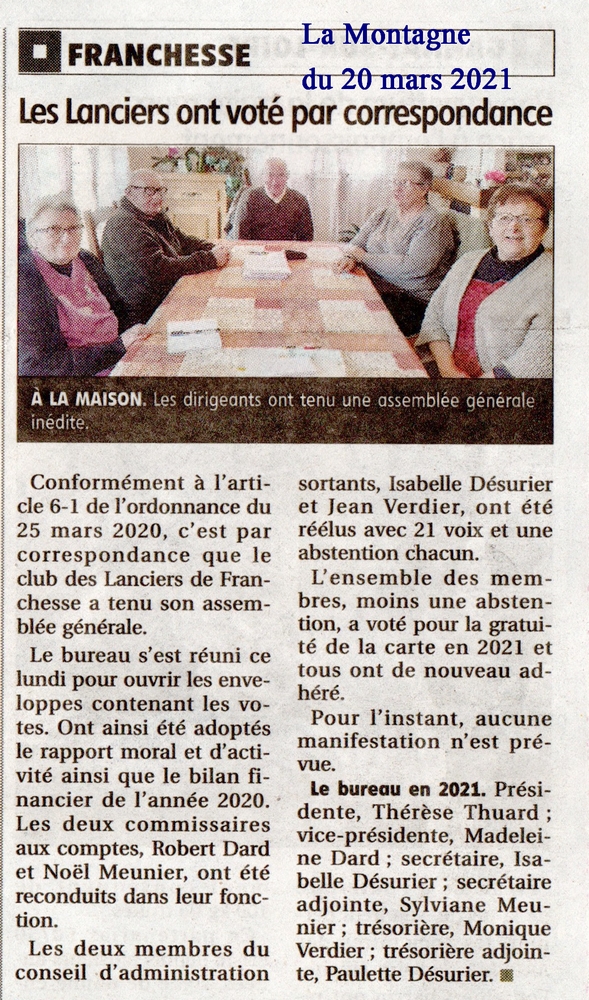 Les Lanciers ont voté par correspondance