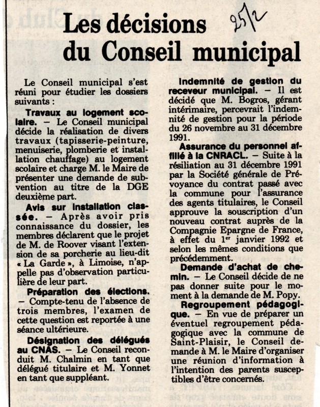 25 fevrier 1992